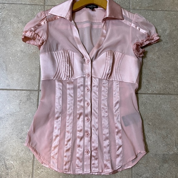 Bebe Tops - Bebe Baby Pink Satin Accented Top XS